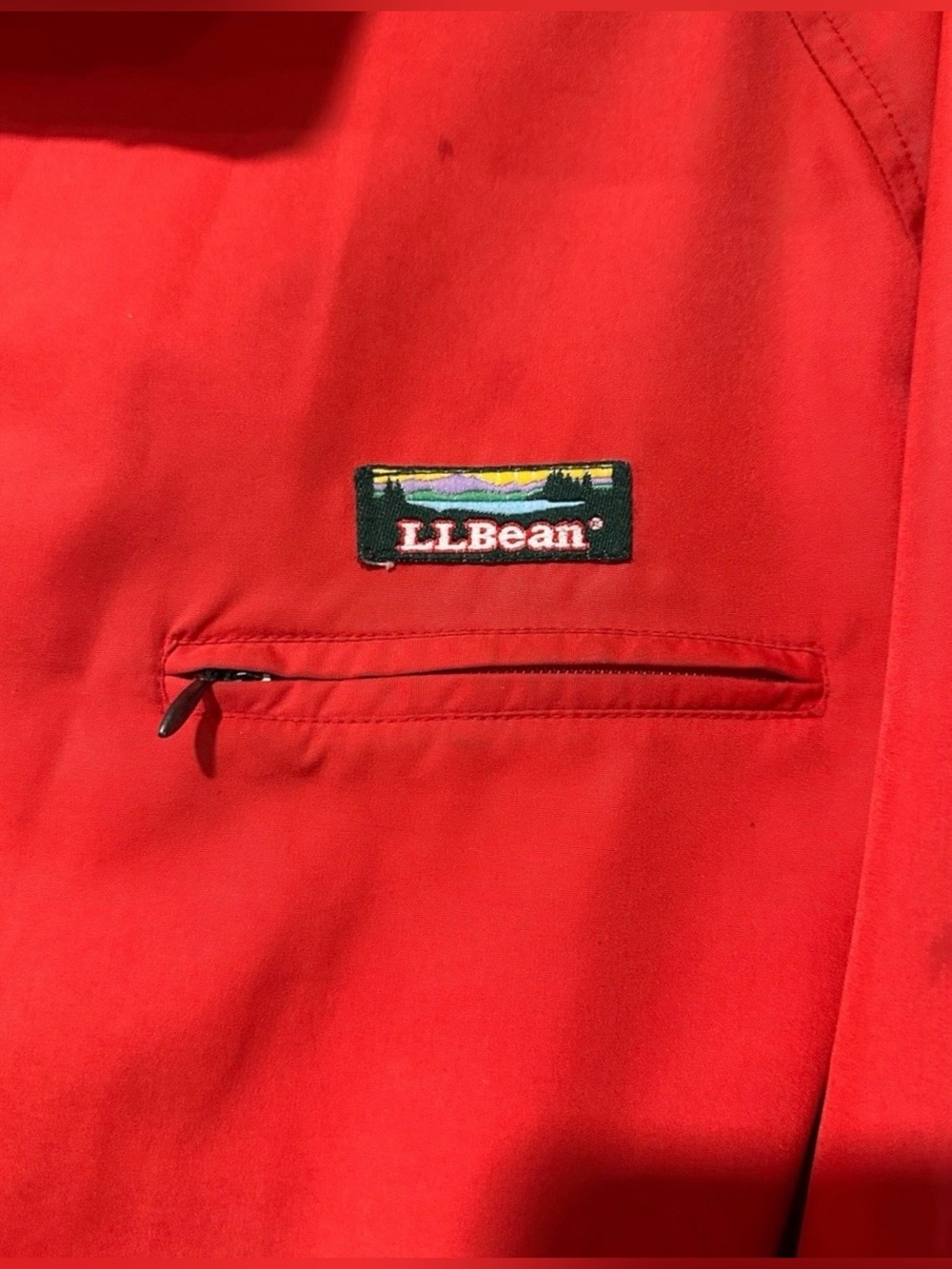L.L. BEAN Vintage Red Pull Over Jacket with Navy Trim - Picture 3 of 3